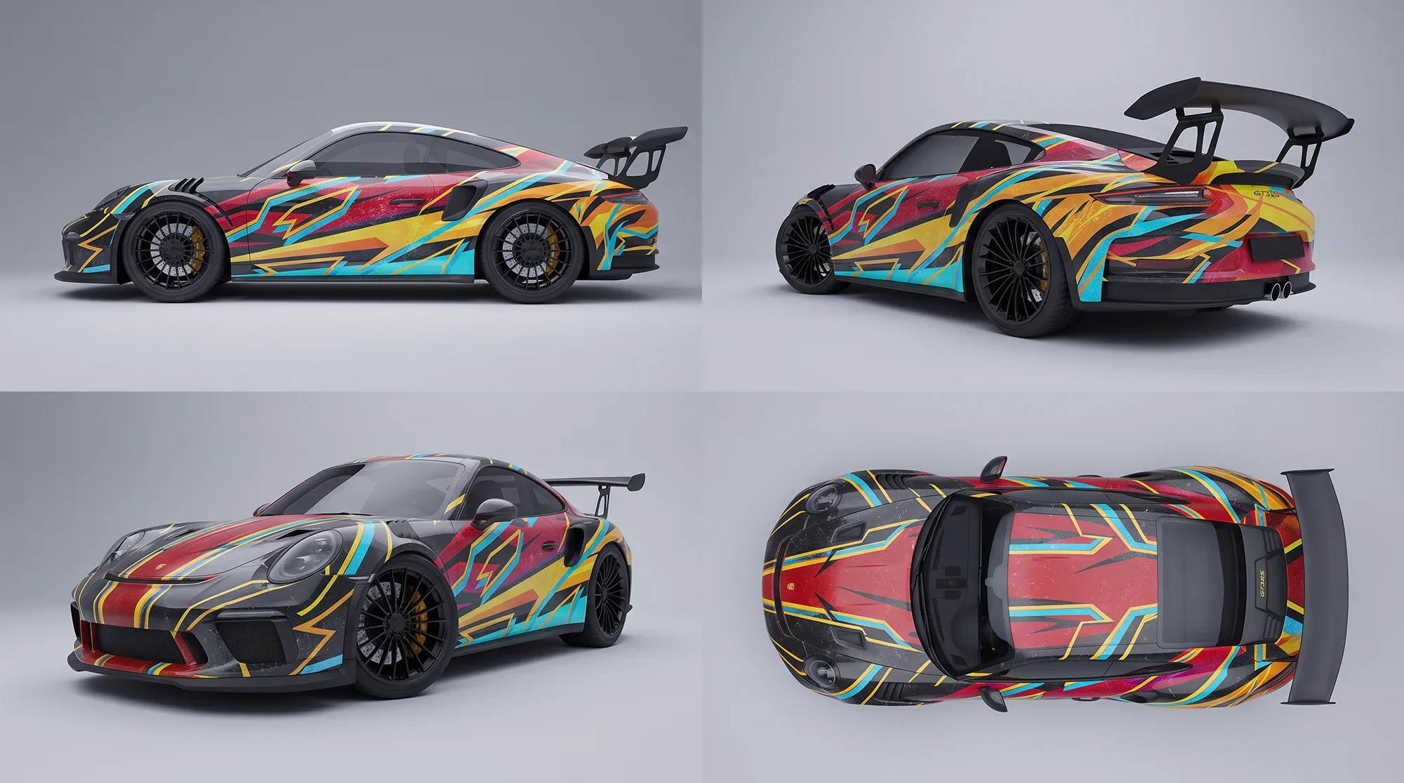 Porsche 911 GT3 RS custom graphic vehicle wrap design