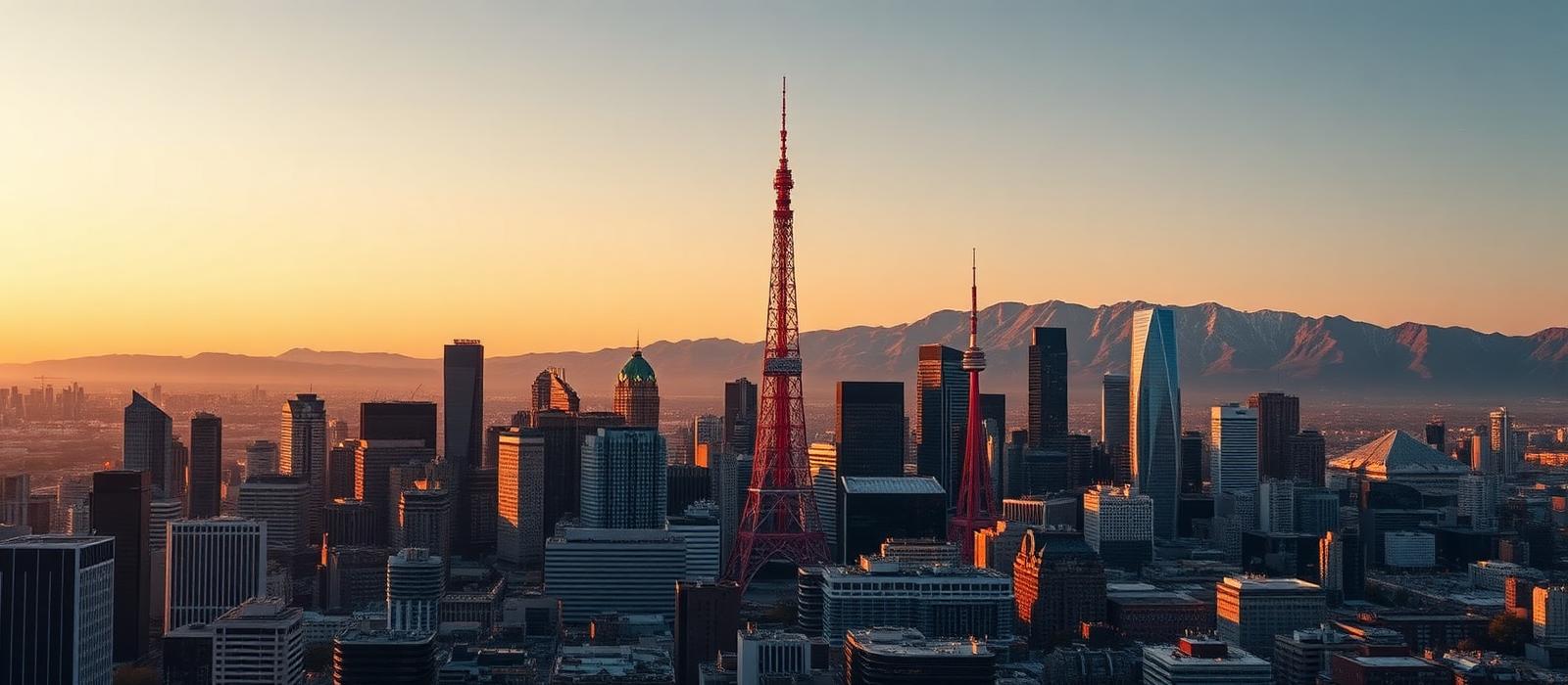 Skylines from around the world blended with Salt Lake City mountains