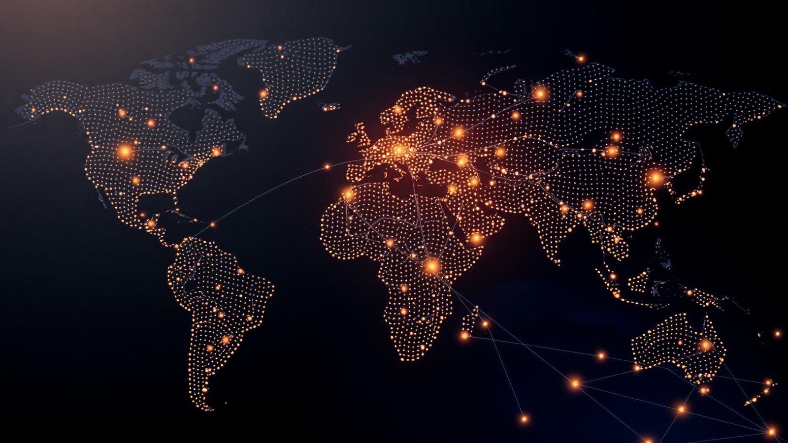 Illustrated global network of connected cities